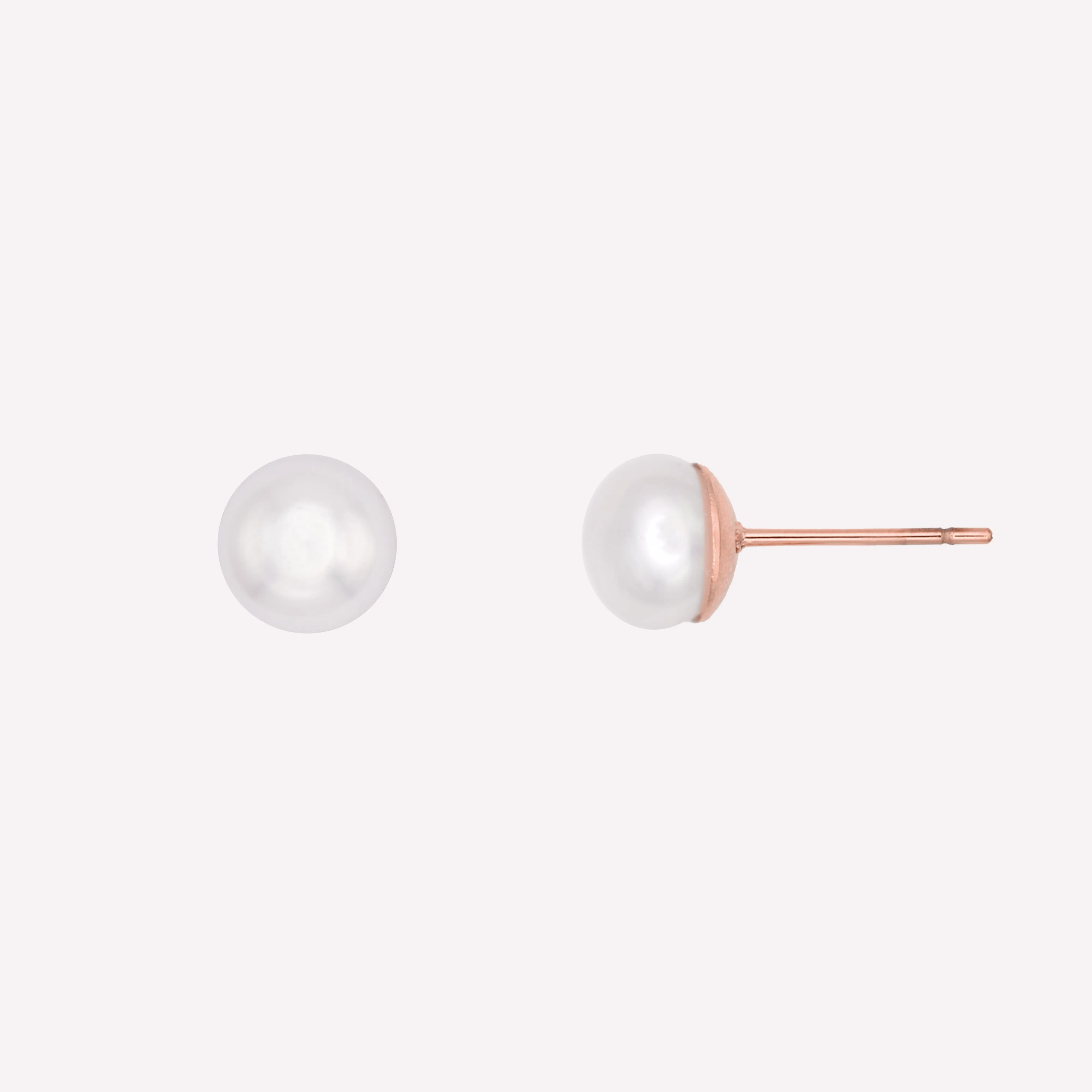 SMALL PEARL STUD EARRINGS IN ROSE GOLD