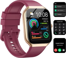 Smart Watch for Women Men, 1.96"HD Smartwatch (Answer/Make Call) with Heart Rate/Sleep Monitor/Spo2/Pedometer, 2025 Fitness Watch 113  Sport IP68 Waterproof, Activity Tracker for Android iOS Wine Red