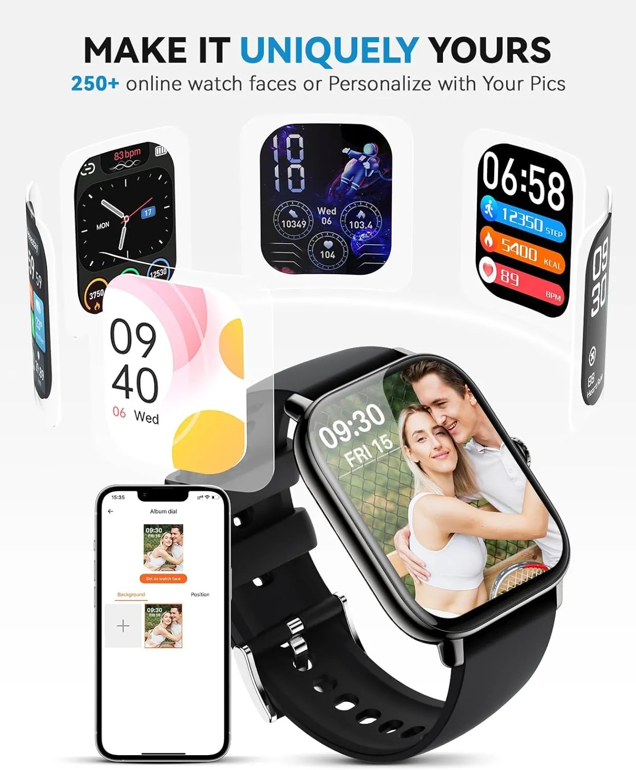 Smart Watch for Women Men- Answer/Make Call, 2025 IP68 Waterproof Fitness Step Sleep Tracker Watch with Monitor Activity Counter Smartwatch for Andriod iPhone iOS Samsung Compatible