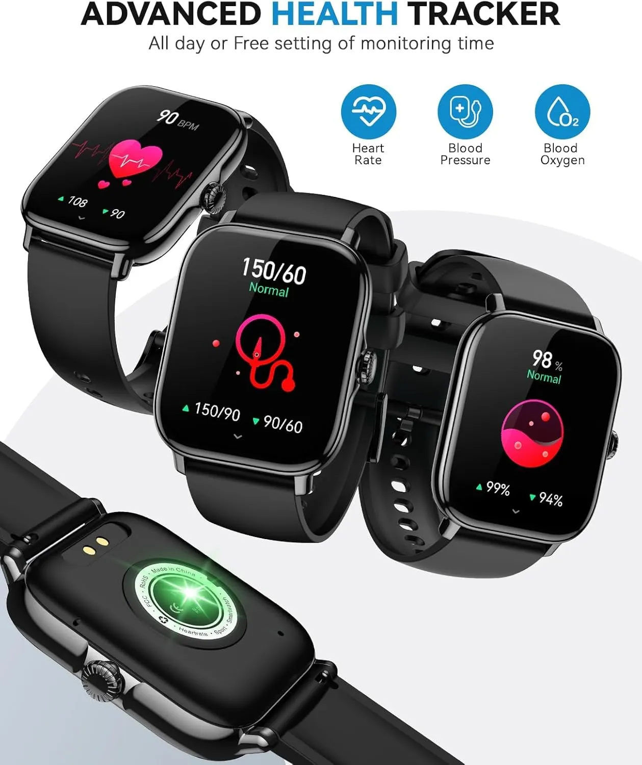 Smart Watch for Women Men- Answer/Make Call, 2025 IP68 Waterproof Fitness Step Sleep Tracker Watch with Monitor Activity Counter Smartwatch for Andriod iPhone iOS Samsung Compatible