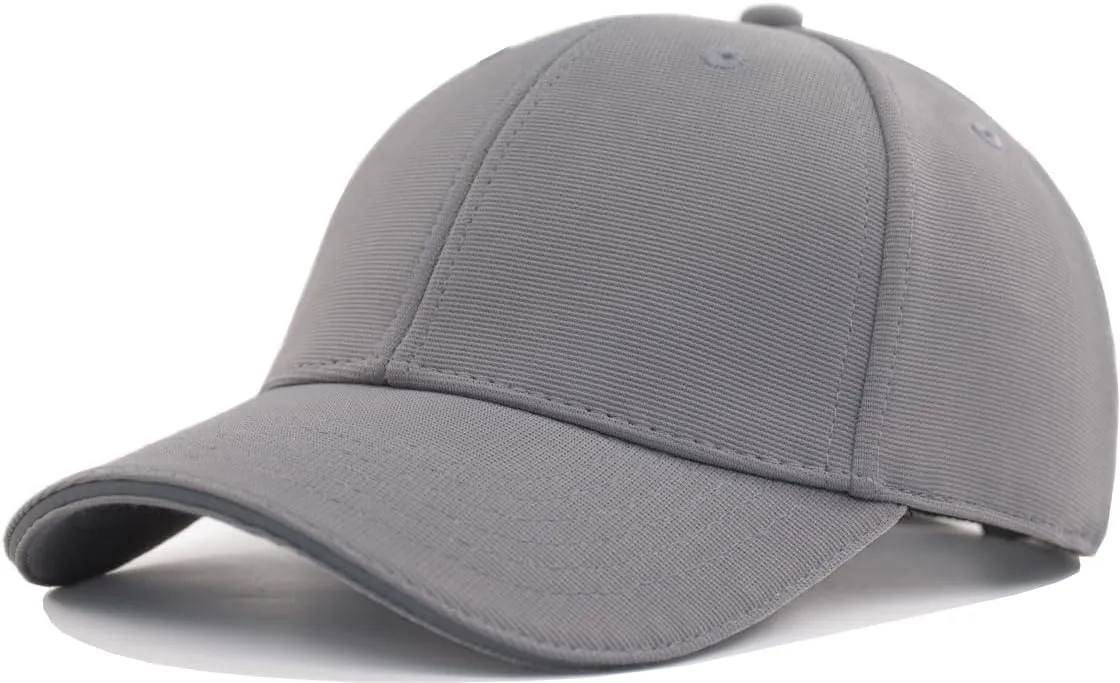 TSSGBL M,L,XL,XXL Men's Premium Plain Structured Crown Baseball Hats Adjustable Blank Ball Caps with Reflective Sandwich Brim