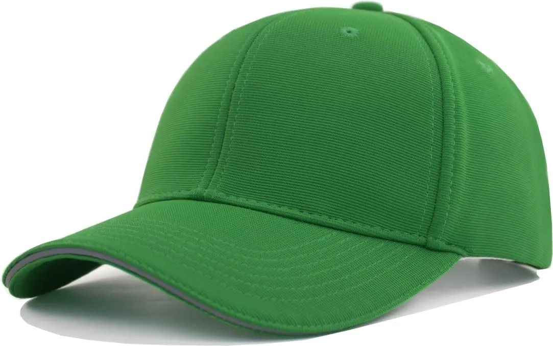 TSSGBL M,L,XL,XXL Men's Premium Plain Structured Crown Baseball Hats Adjustable Blank Ball Caps with Reflective Sandwich Brim