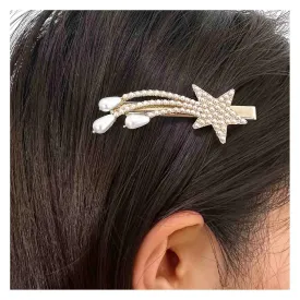 W WEILIRIAN Crystal Star Hair Clip for Woman Pearl Star Hair Pins Gold Star Hair Barrettes Paved Star Decorative Hairpin Vintage Headwear Barrette Pearl Wedding Hair Accessories for Teen Girls Gifts