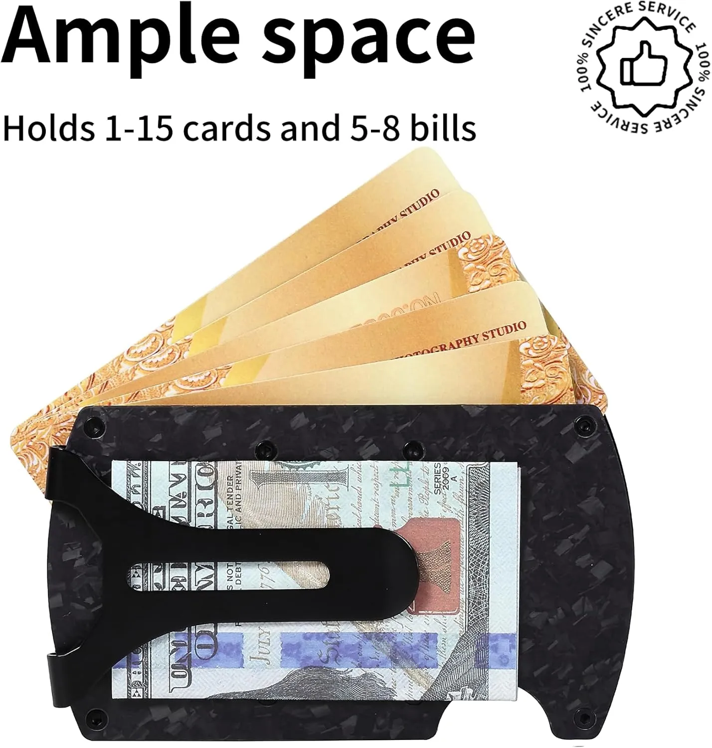 Wallet for Men, Minimalist Slim RFID Blocking Resin Wood Credit Card Holder with Money Clip, Easily Removable Cash&Card Metal Wallet, Gift for Men