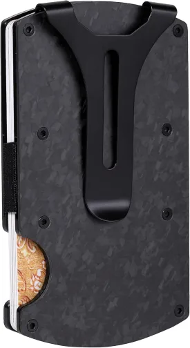 Wallet for Men, Minimalist Slim RFID Blocking Resin Wood Credit Card Holder with Money Clip, Easily Removable Cash&Card Metal Wallet, Gift for Men