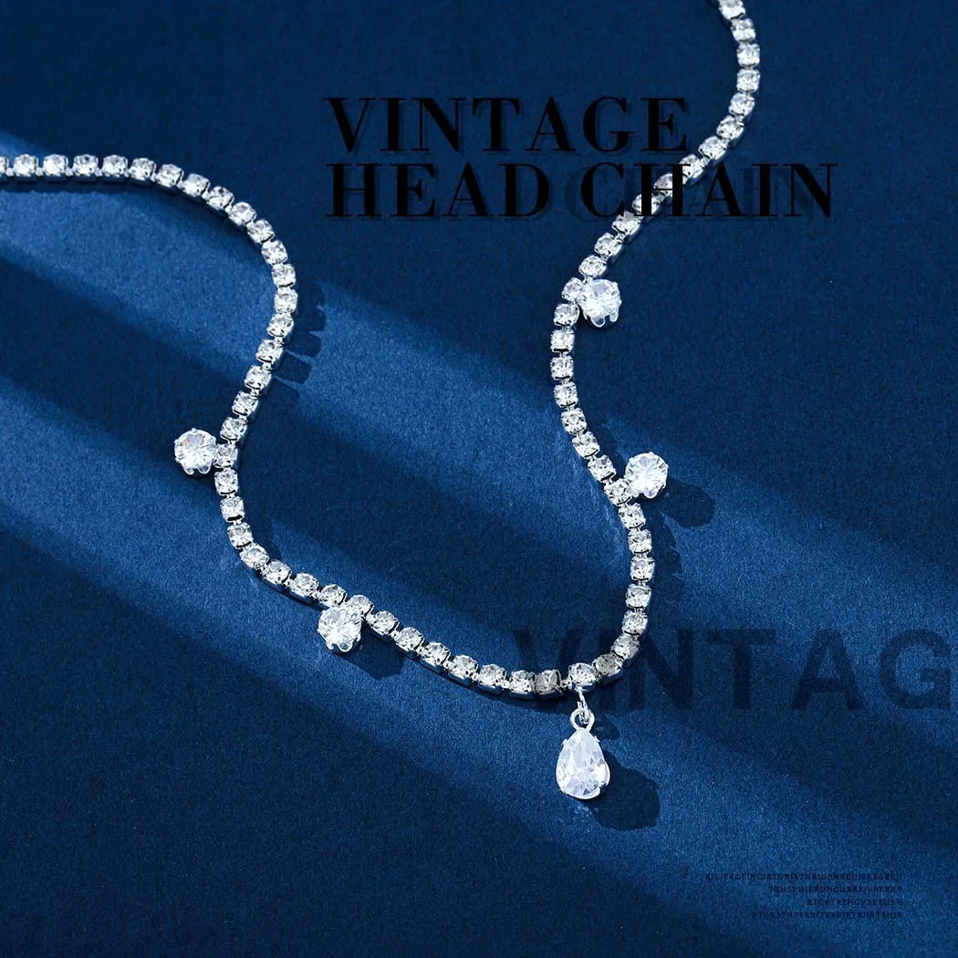 Wedding Head Chain Rhinestone Vintage Bride Headpieces Tassel Boho Bridal Headband Women Hair Accessories for Party Festival (Silver-Boho)
