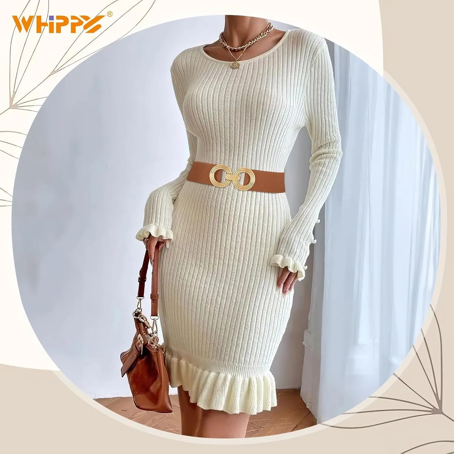 WHIPPY Women Wide Elastic Waist Belt Fashion Hollow Out Round Gold Buckle Stretchy Belt Waistband for Ladies