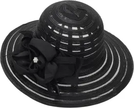 Wide-Brim Kentucky-Organza-Derby-Hat for Women Lady Tea Party Fascinators Cap Church Wedding Cap with Flower