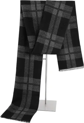 Winter Scarf For Men Ultra-Soft Plaid Tassel Men Scarf Warm Soft Cashmere Feel 73"12"