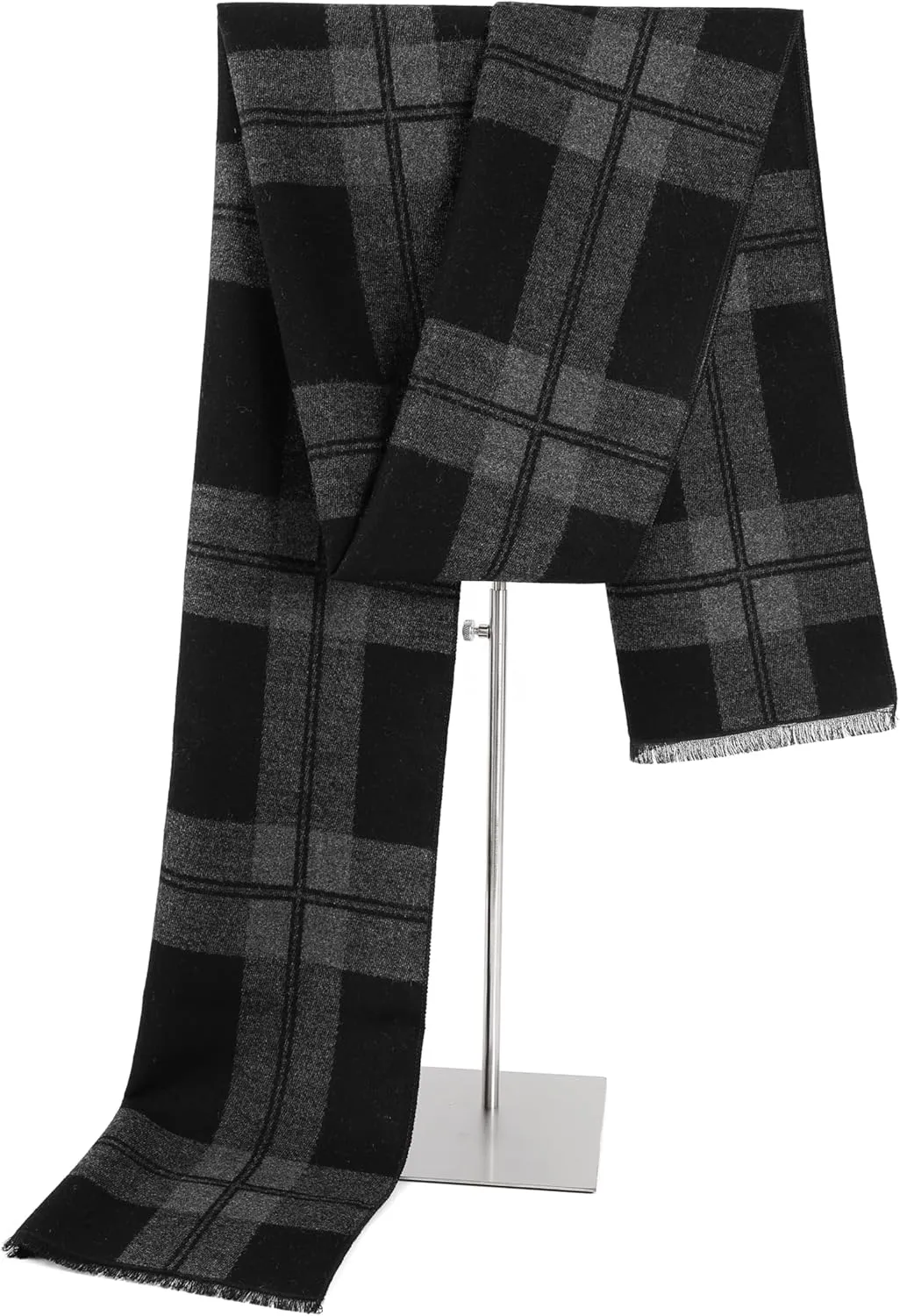 Winter Scarf For Men Ultra-Soft Plaid Tassel Men Scarf Warm Soft Cashmere Feel 73"12"