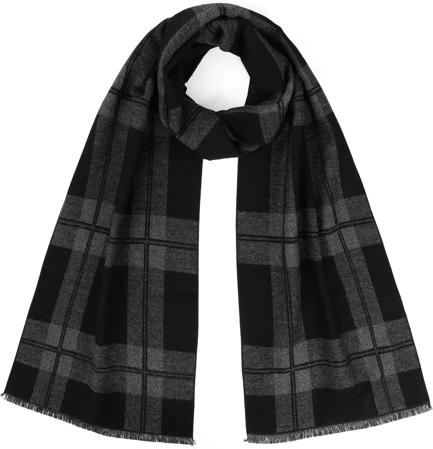 Winter Scarf For Men Ultra-Soft Plaid Tassel Men Scarf Warm Soft Cashmere Feel 73"12"