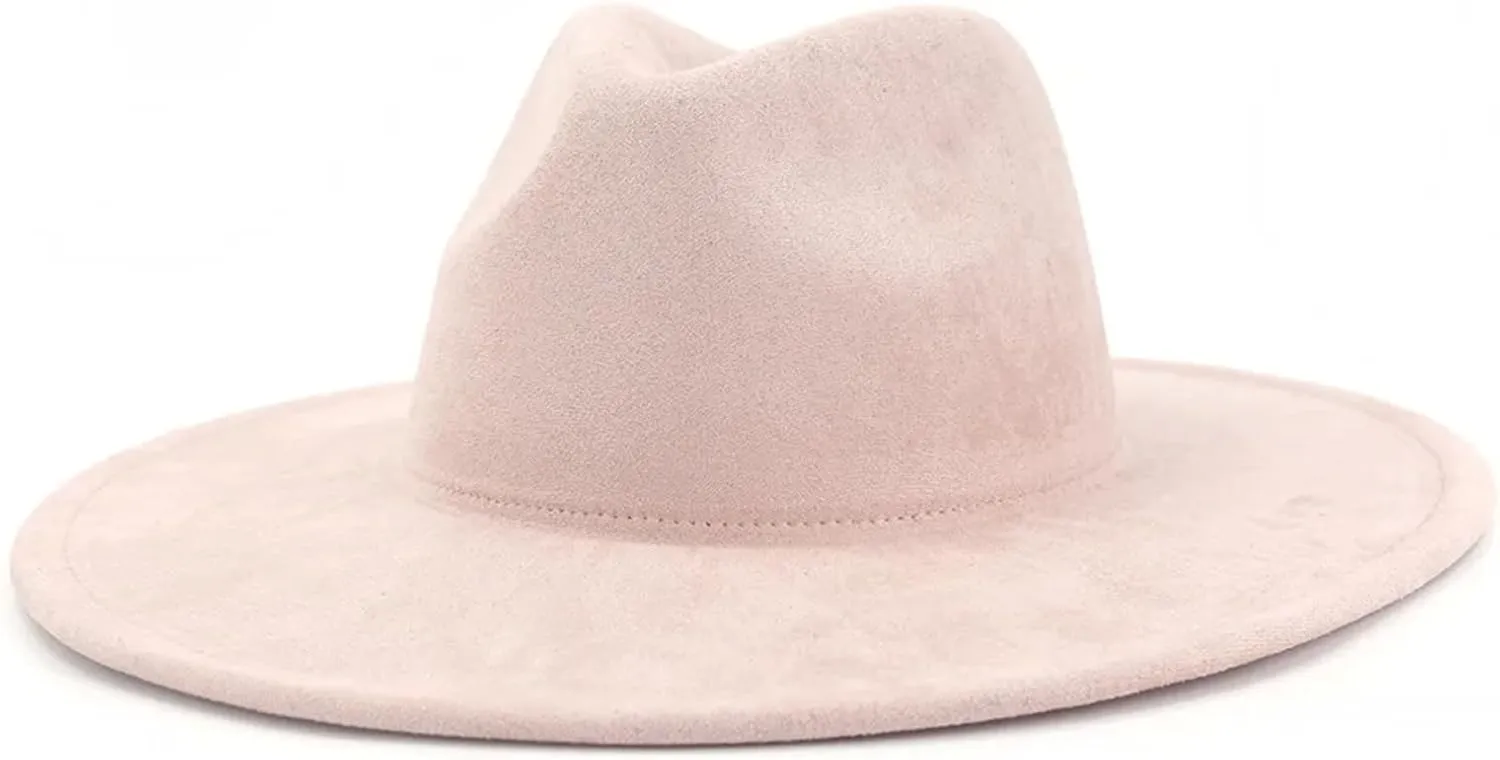 Women Fedora Hat 9.5Cm Wide Brim Suede Shaped Men Panama Jazz Hat Wedding Decoration Dress Cap