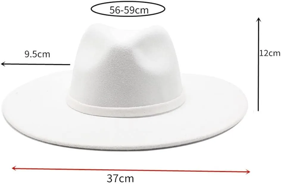 Women Men 9.5CM Big Wide Brim Imitation Wool Fedora Hat Winter Gentleman Elegant Lady Jazz Hats Church Hats