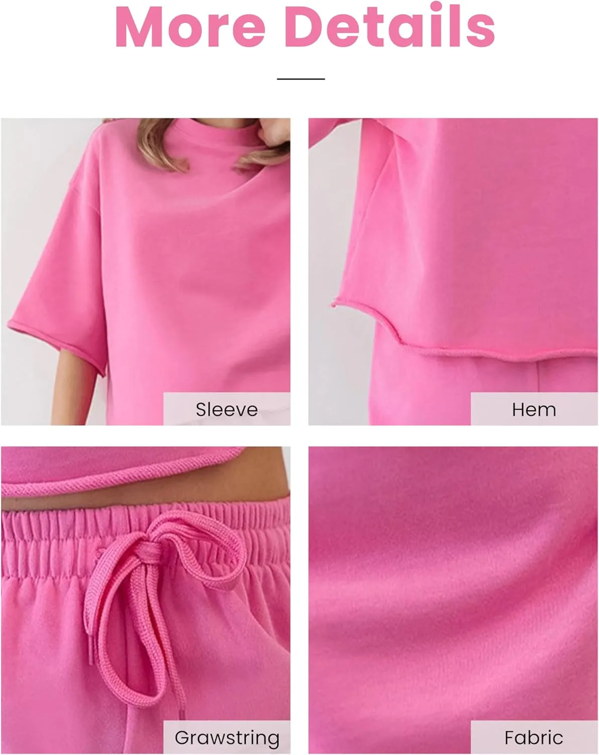 Women's 2 Piece Outfits Lounge Sets Crew Neck Short Sleeve Pullover Tops High Waisted Shorts Tracksuits