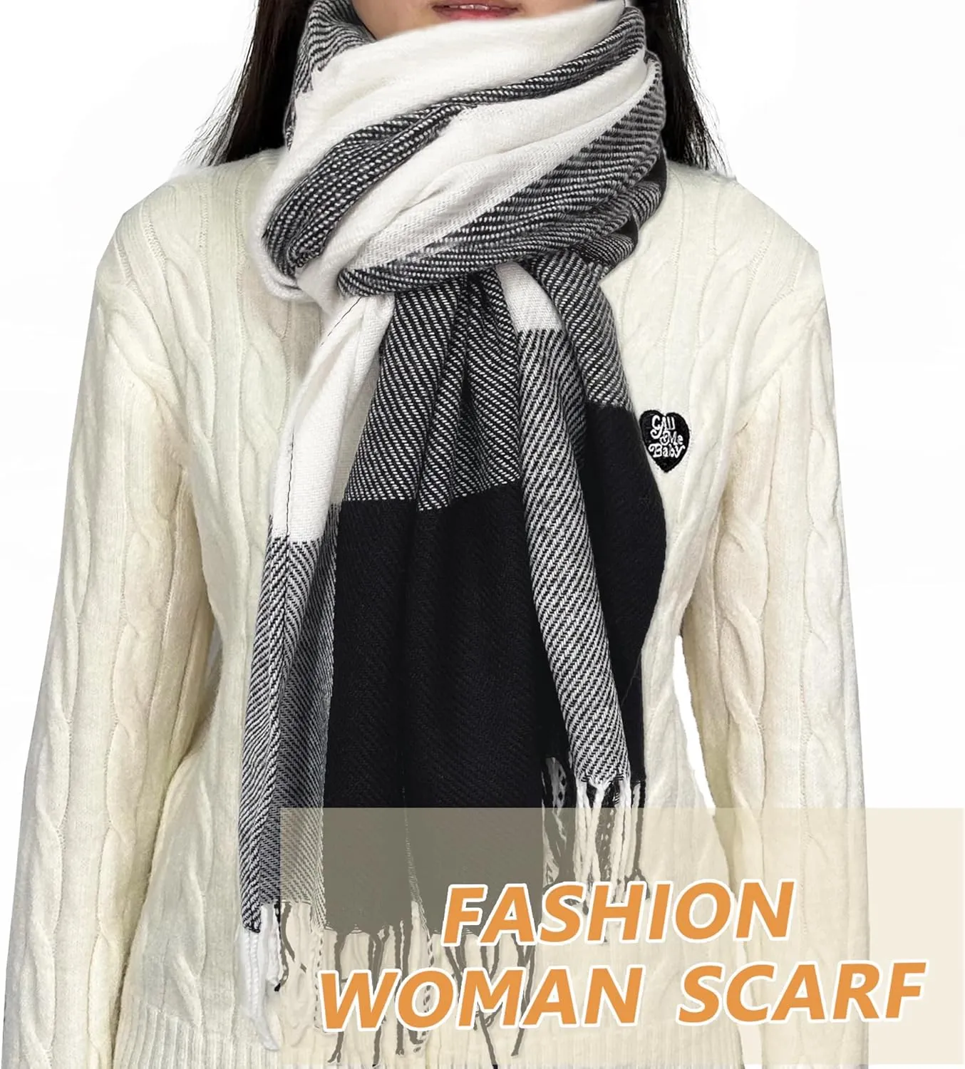 woogwin Winter Scarf for Women Cashmere Feel Plaid Warm Long Blanket Scarves Big Grid Pashmina Shawls and Wraps