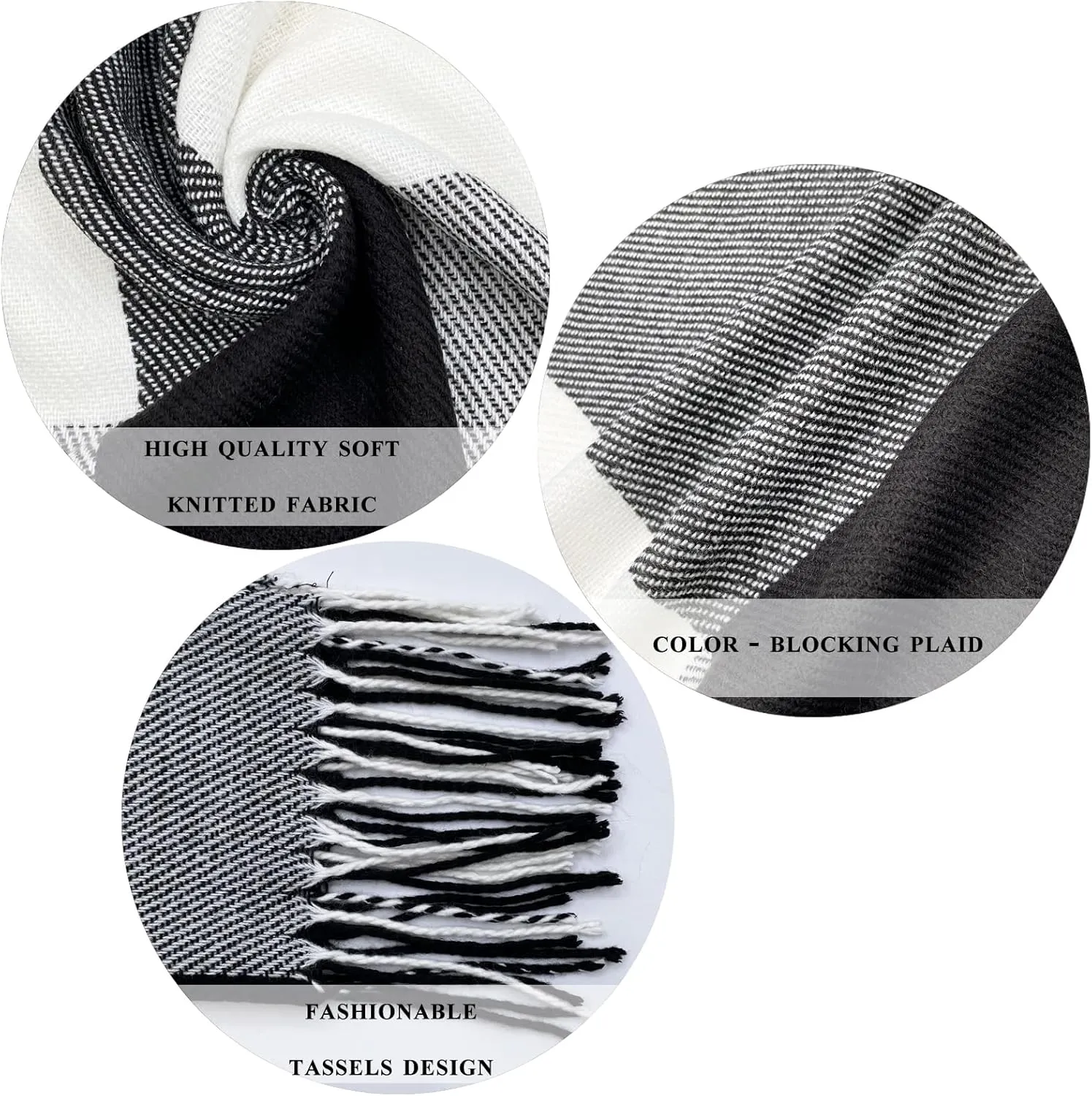 woogwin Winter Scarf for Women Cashmere Feel Plaid Warm Long Blanket Scarves Big Grid Pashmina Shawls and Wraps